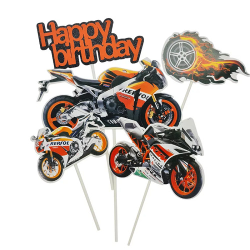 Papír tortabeszúró - Happy Birthday - motor - 5 db