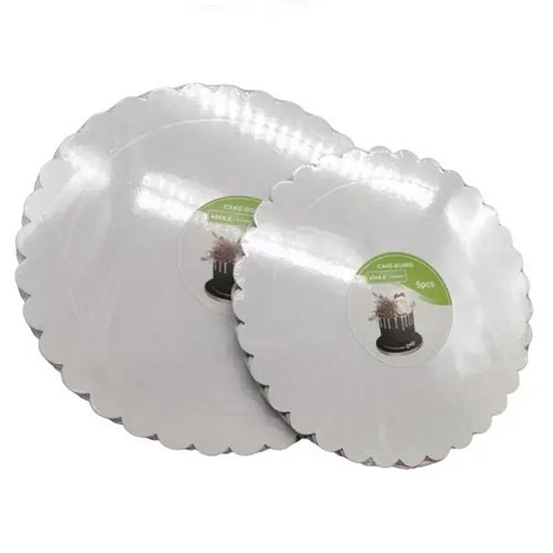 5 db - os 30 cm fehér színű kör alakú fodros karton tortaalátét 