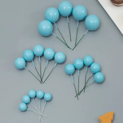 Műanyag dekorációs gömb beszúró kék 20db