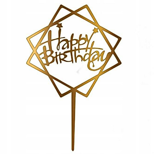 Happy Birthday torta felirat - dupla négyzet - arany